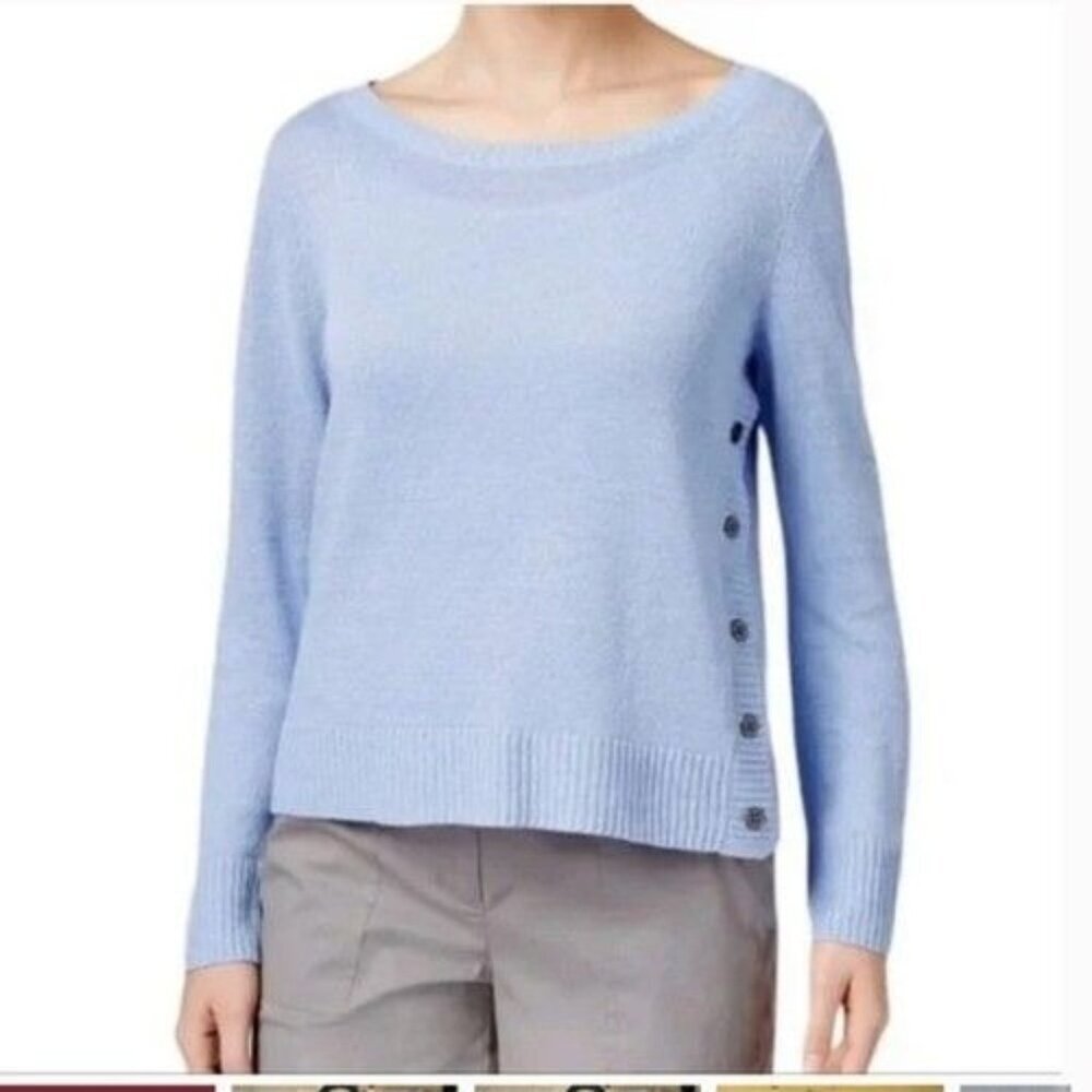 Eileen Fisher 100% Linen Sweater Light Blue XL Womens